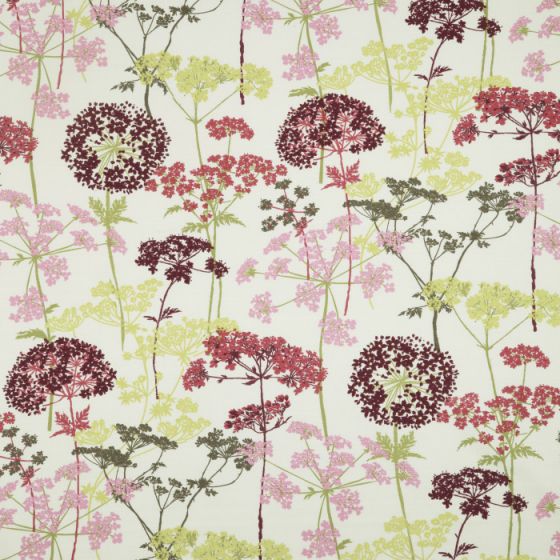 Hedgerow Curtain Fabric in Magenta