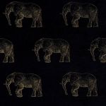 Elephant in Noir by Fryetts Fabrics