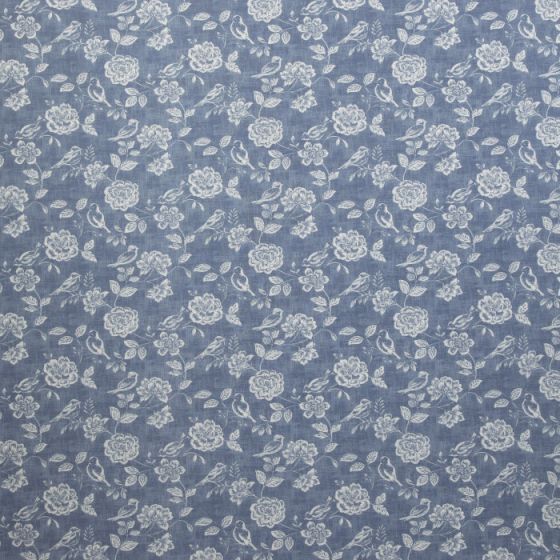 Bird Garden Print Denim 2.4 Mtr Roll End