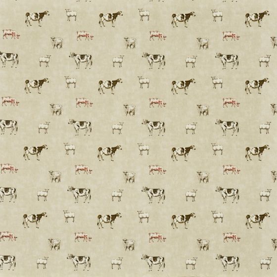 Pasture Curtain Fabric in Eggshell