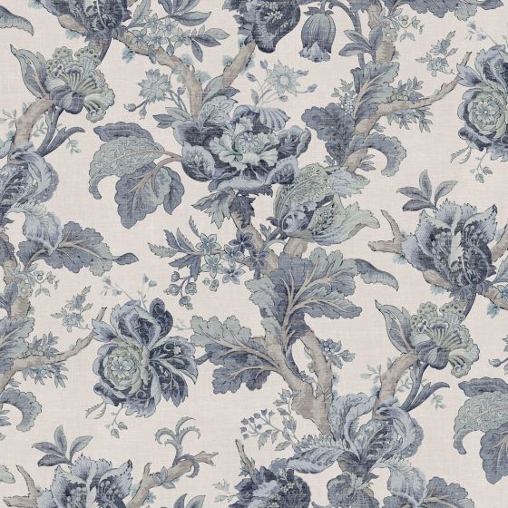 Cheverny Curtain Fabric in Blue
