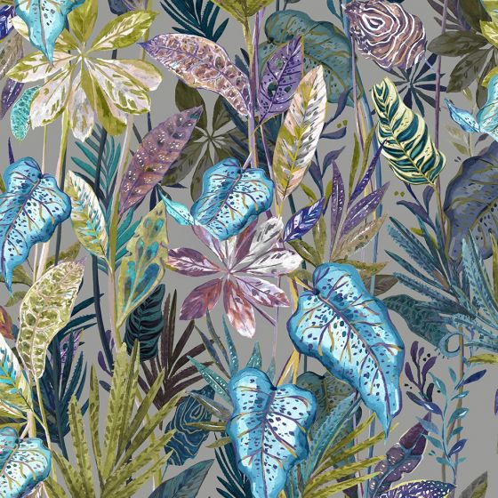 Kew Curtain Fabric in Grey