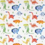 Jolly Jurassic in Aqua Tangerine Apple Natural by Harlequin Fabrics