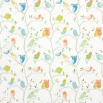 What A Hoot in Aqua Tangerine Apple Natural by Harlequin Fabrics
