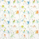 What A Hoot in Aqua Tangerine Apple Natural by Harlequin Fabrics