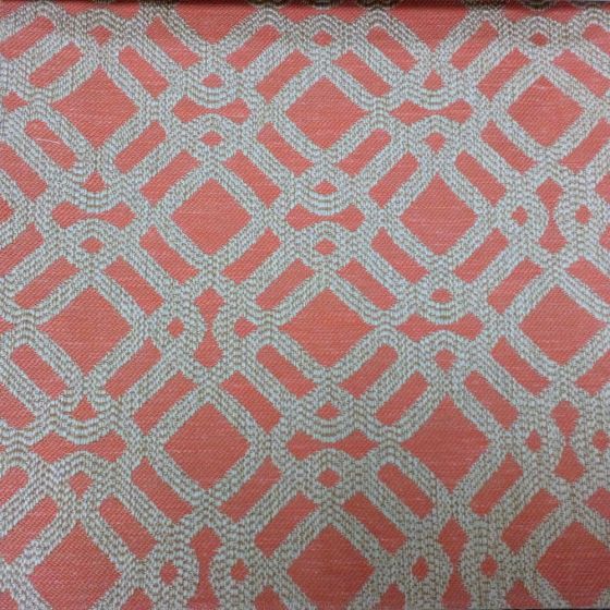Fez Curtain Fabric in Coral