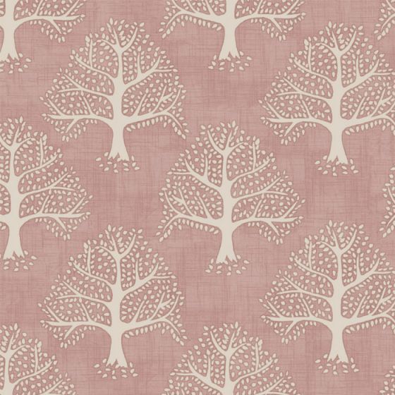 Great Oak Curtain Fabric in Coral