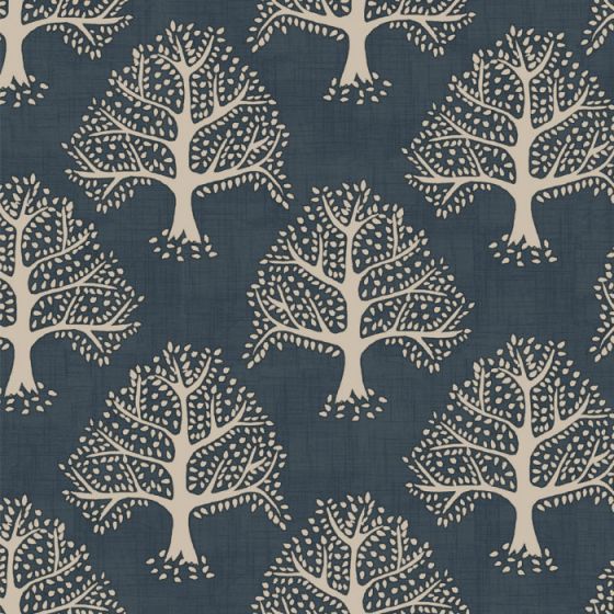 Great Oak Curtain Fabric in Midnight