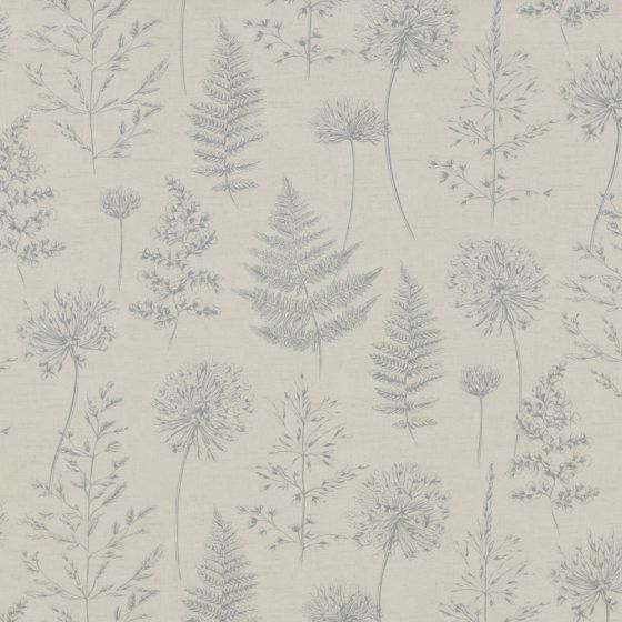 Chervil Curtain Fabric in Blue Mist