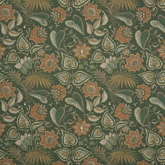 Silk Road Curtain Fabric in Spruce