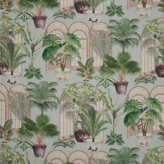 Victorian Glasshouse Curtain Fabric in Mist