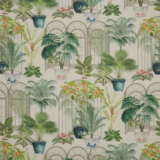 Victorian Glasshouse Curtain Fabric in Spruce