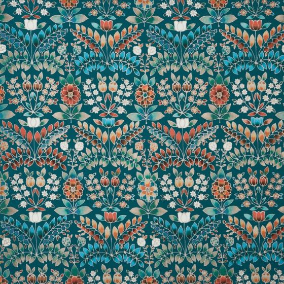 Austen Curtain Fabric in Peacock
