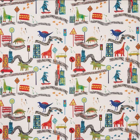 Dino City Curtain Fabric in Jungle