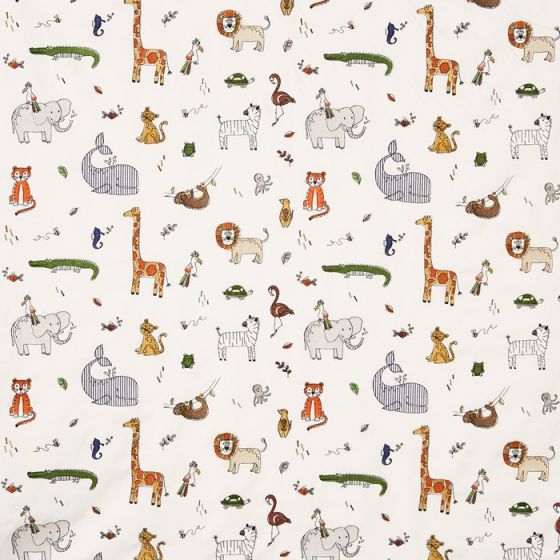 Doodle Curtain Fabric in Jungle