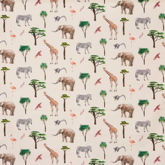 On Safari Curtain Fabric in Rainbow