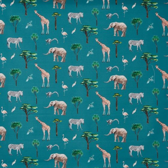 On Safari Curtain Fabric in Reef