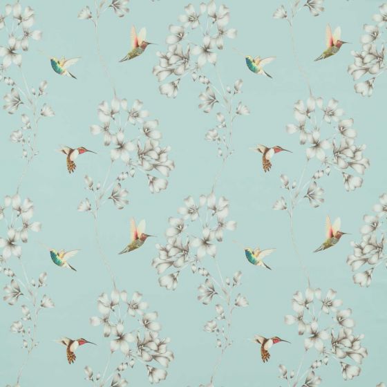 Amazilia Cotton Curtain Fabric in Sky