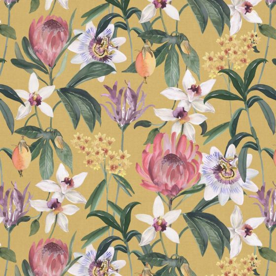 Havana Curtain Fabric in Ochre