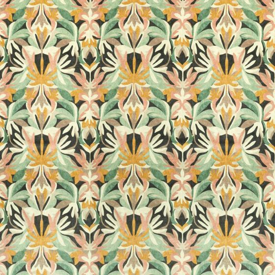 Melora Curtain Fabric in Positano Succulent Amber Light