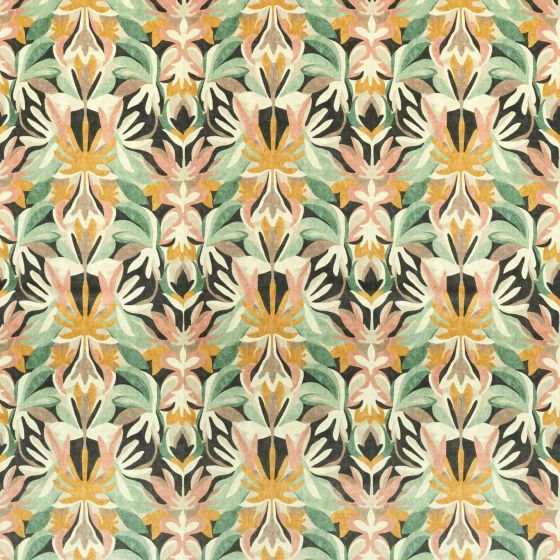 Melora Curtain Fabric in Positano Succulent Amber Light