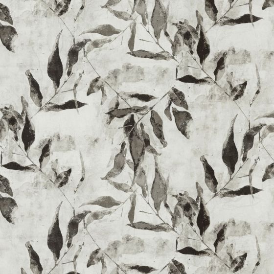 Laurel Curtain Fabric in Charcoal