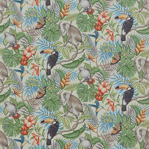 Rainforest Curtain Fabric in Papaya