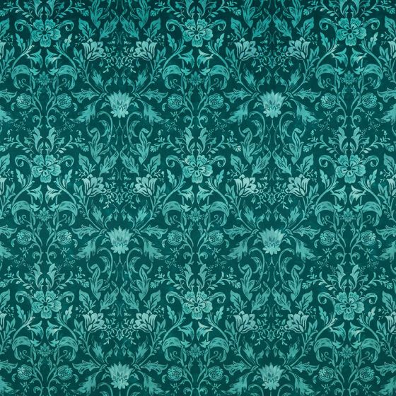 Baroque Curtain Fabric in Turquoise