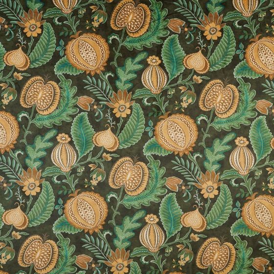 Cantaloupe Curtain Fabric in Forest