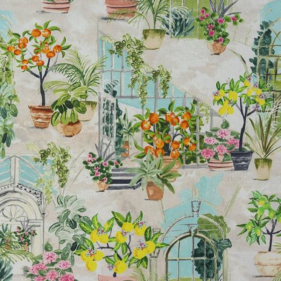 Glasshouse Curtain Fabric in Citrus