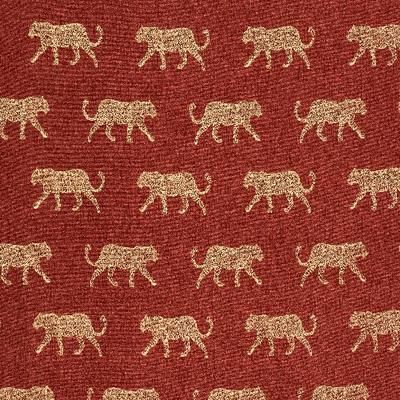 Leopard Panama Curtain Fabric in Burnt Orange