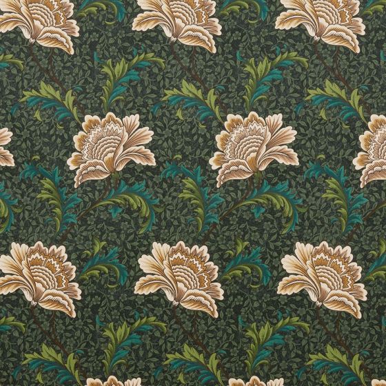 Winter Garden Curtain Fabric in Forest