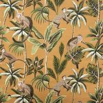 Monkey in Ochre by Fryetts Fabrics