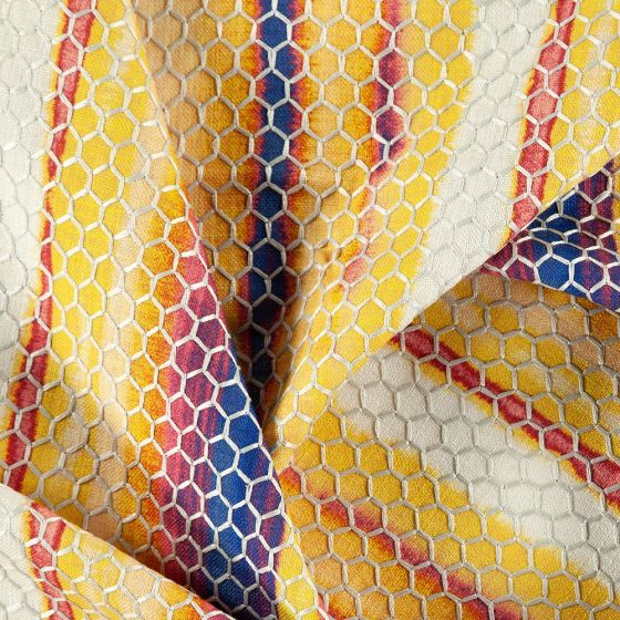Honeymaze Curtain Fabric in Confetti