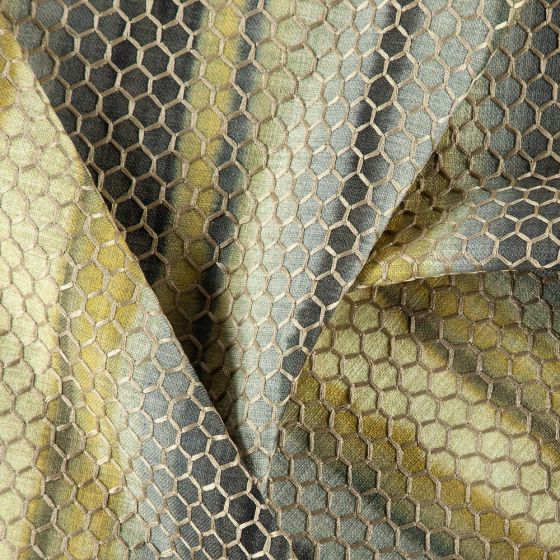 Honeymaze Curtain Fabric in Moss