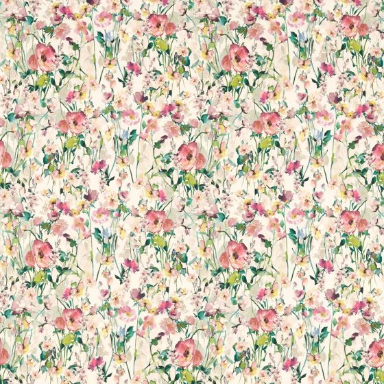 Wild Meadow Curtain Fabric in Blush