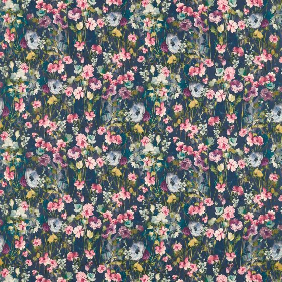 Wild Meadow Multi Linen Curtain Fabric in Linen