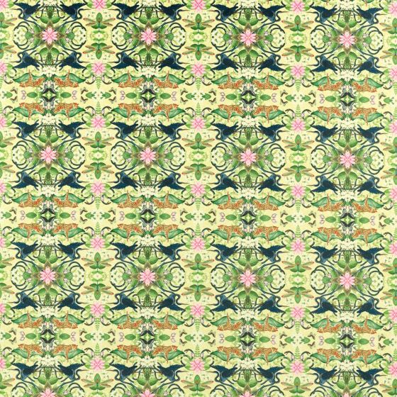 Wonderlust Tea Story Velvet Curtain Fabric in Citron