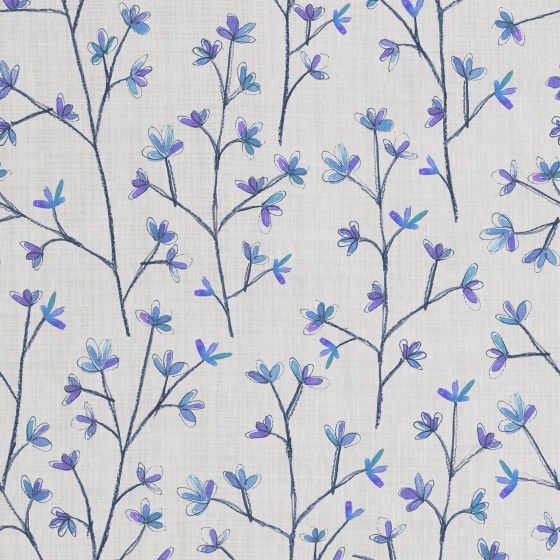 Ophelia Curtain Fabric in Bluebell