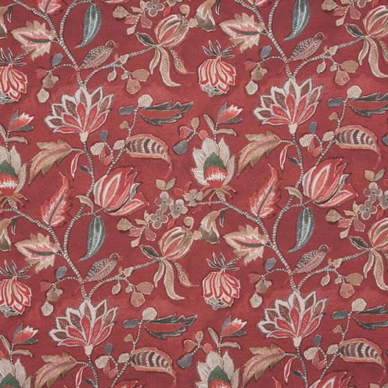 Azalea Curtain Fabric in Nutmeg
