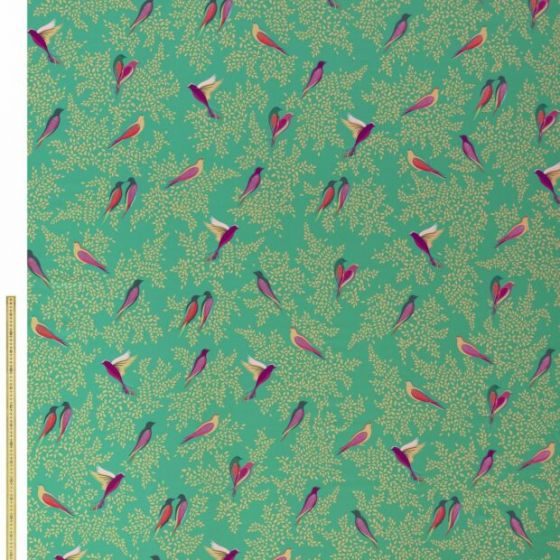 Green Birds Sateen