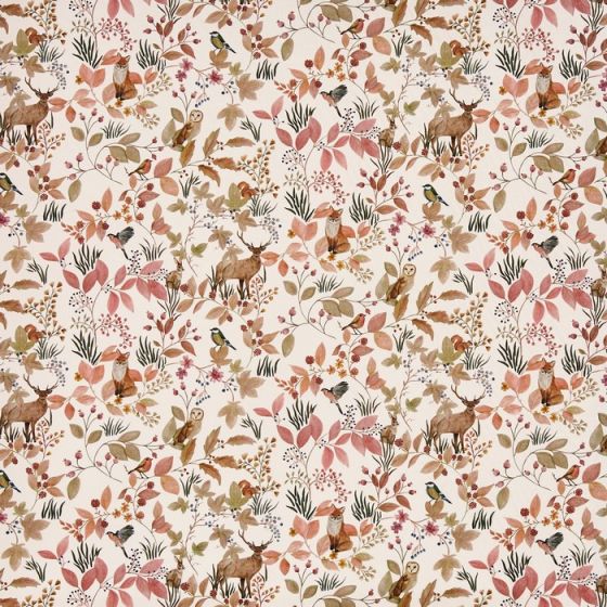 Hedgerow Curtain Fabric in Woodrose
