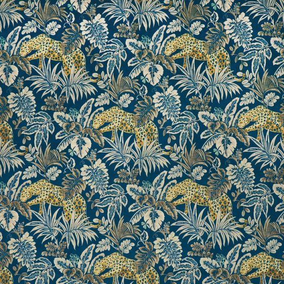 Leopard Curtain Fabric in Rainforest