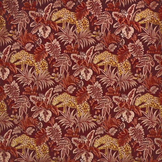 Leopard Curtain Fabric in Spice