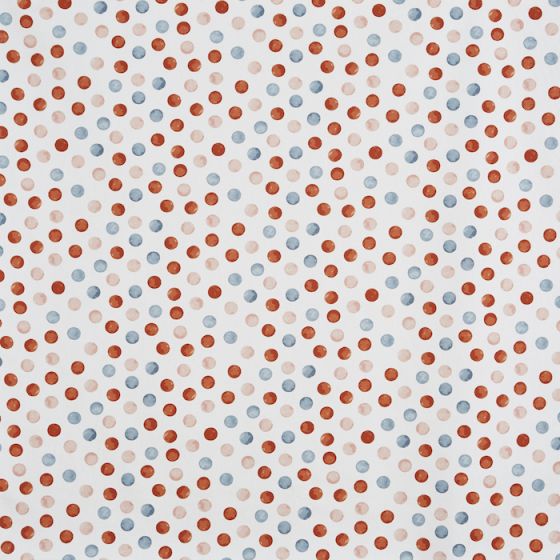 Porthole Curtain Fabric in Coral