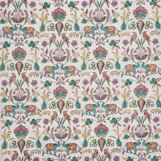Raj Curtain Fabric in Flamingo