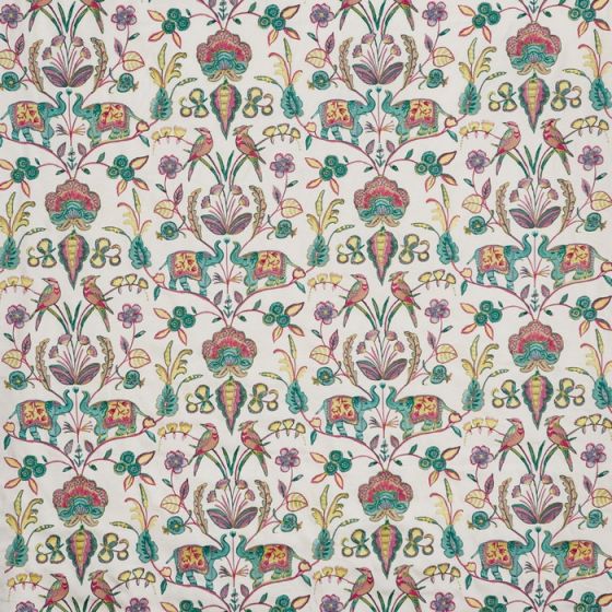 Raj Curtain Fabric in Flamingo