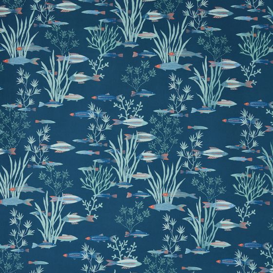 Shallows Curtain Fabric in Ocean