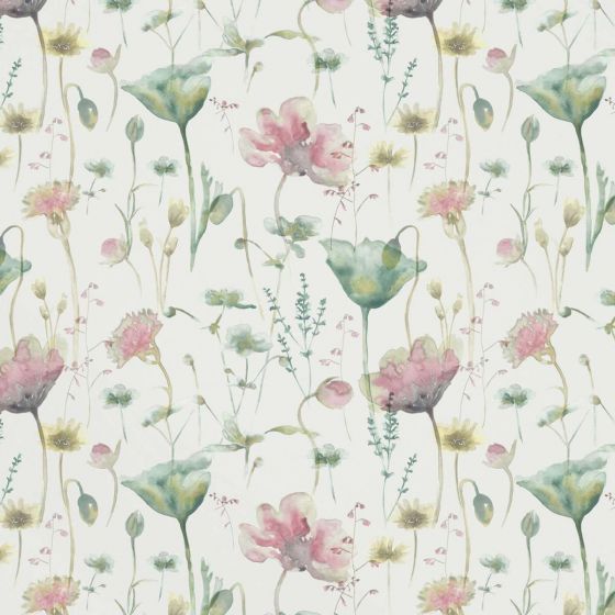 Elmley Curtain Fabric in Blush Seafoam