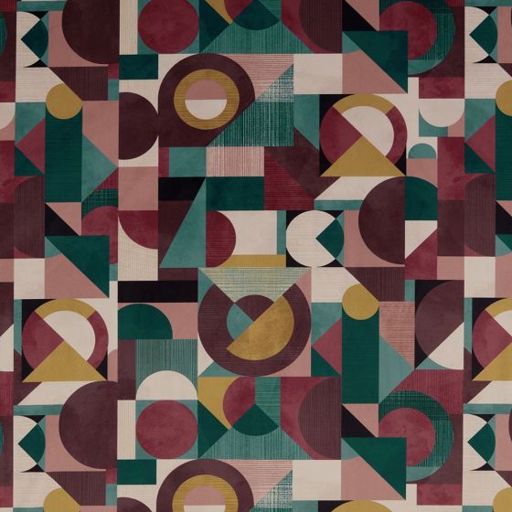 Geometrica Velvet Curtain Fabric in Jadeite